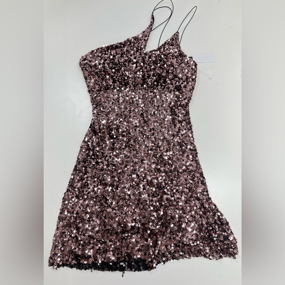 ASTR The Label Sequin Mini Dress Size Small New With Tags Rose Pink and Black - Picture 2 of 12